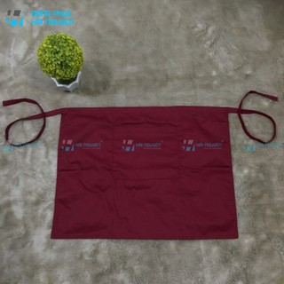 Tạp dề ngắn phục vụ màu Đỏ Đô truyền thống vải kaki cotton