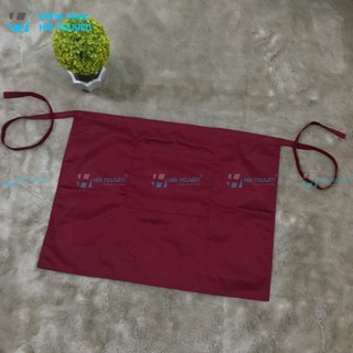 Tạp dề ngắn phục vụ màu Đỏ Đô truyền thống vải kaki cotton