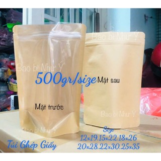 [500gr/size] - túi Zipper 1 mặt giấy 1 mặt trong