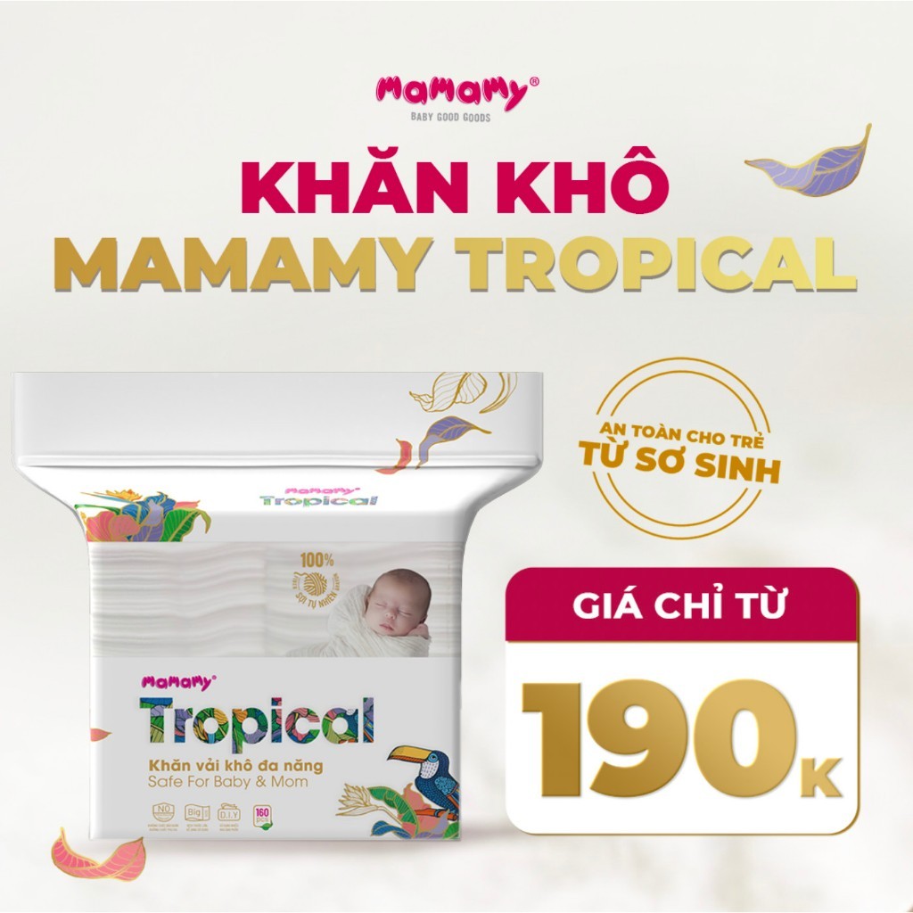 Giấy Khô, Khăn Vải Khô Đa Năng Mamamy Tropical (160 Tờ) Mềm Mại - Sukem shop