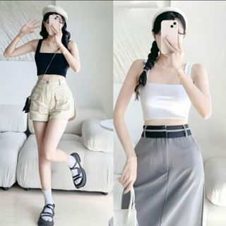 Áo 2 Dây Bigsize Nữ Bản To Chất Vải Gân Tăm Co Giãn Có Mút Mềm Mại Dáng Croptop G248