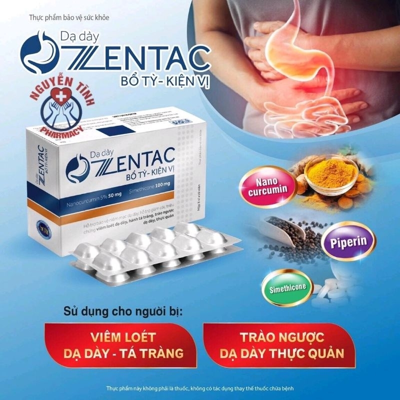 Viên dạ dày Zentac dùng cho viêm loét dạ dày, hành tá tràng, trào ngược