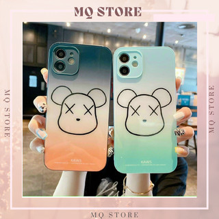 Ốp lưng iPhone 12/ 12 Pro Ốp lưng kính Gấu Kaws viền dẻo, phím bấm màu