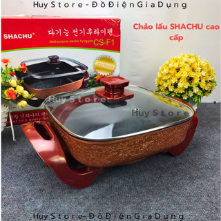 Chảo điện đa năng Shachu CS-F1 Hàn Quốc thế hệ mới , Bếp nẩu lướng điện hiện đại tiện ích nấu canh xào hấp Huy Store