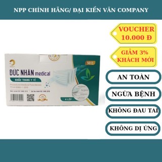 HỘP 50 CÁI KHẨU TRANG Y TẾ 4 LỚP ĐỨC NHÂN - KHÔNG DỊ ỨNG, KHÔNG ĐAU TAI