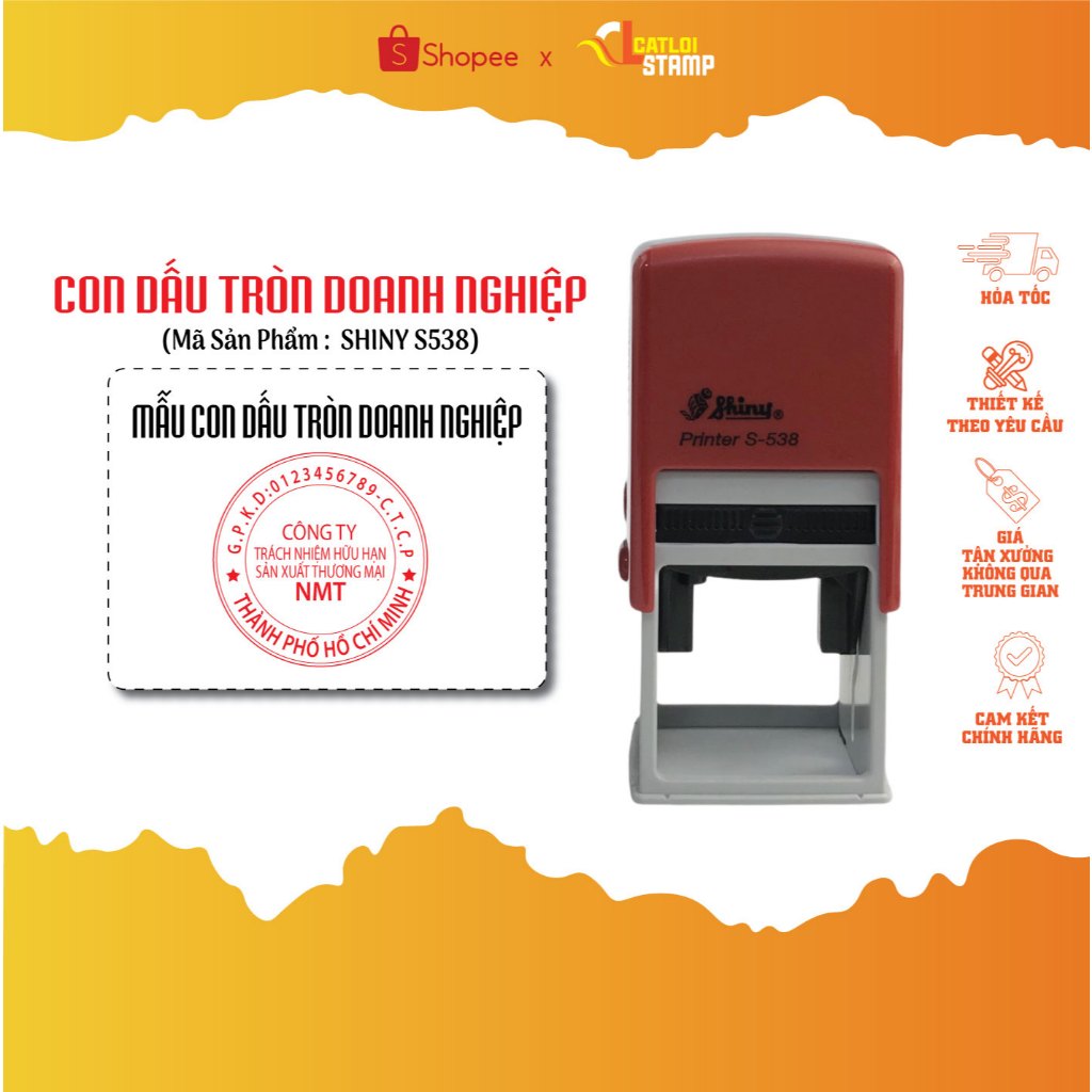 Con Dấu Shiny S538, Dấu Tròn Doanh Nghiệp, Giải Pháp Cho Doanh Nghiệp, Khắc Dấu Theo Yêu Cầu | Khắc 