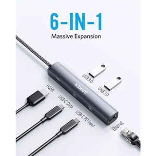 Bộ Hub Anker A8365 6 in 1 Anker USB Type C ra Ethernet HDMI 4K 30Hz USB 3.0 PD cho Laptop, Mac(like new nobox 99%)