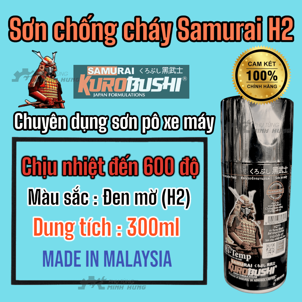 Sơn Samurai chống cháy ( chịu nhiệt ) H2 ĐEN