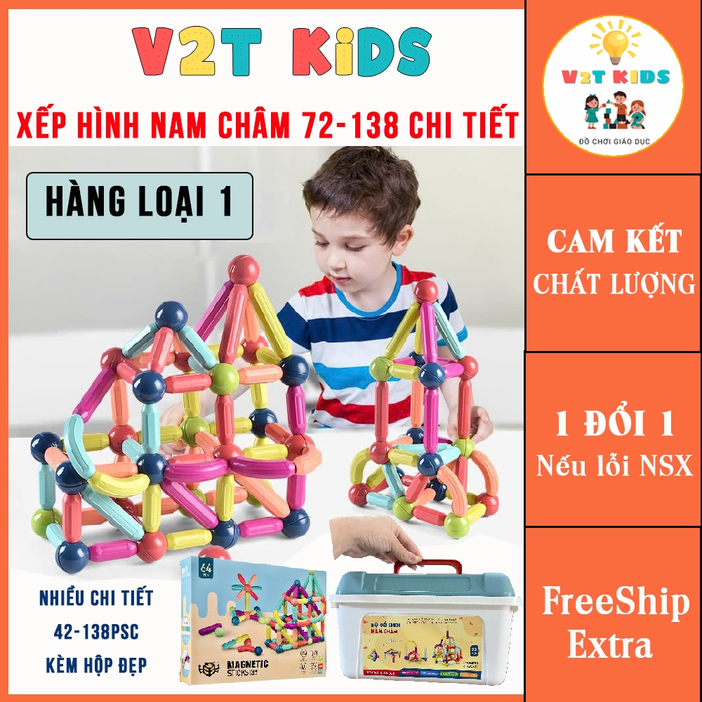 Bộ Lego Nam Châm Xếp Hình Cho Bé  Loại To đẹp, lực hút tốt - Đồ Chơi Tư Duy Cho Bé 2-6 Tuổi