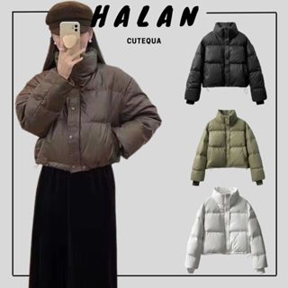 Áo khoác phao da dài tay MINGBOU hàng QC cao cấp TREND 2024 Áo khoác mùa đông dáng ngắn, Áo phao béo nữ croptop chất da