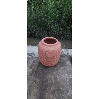 Chậu đất nung - chậu dáng bình tròn cắt rối (kích thước trên ảnh)