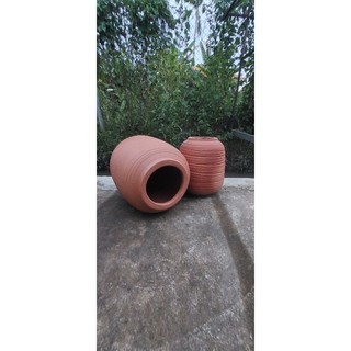 Chậu đất nung - chậu dáng bình tròn cắt rối (kích thước trên ảnh)