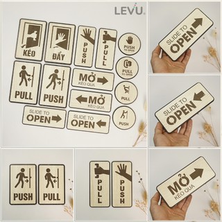  Bảng kéo đẩy cửa LEVU BGK-TP bảng gỗ decor pull push đóng mở cửa ra vào thiết kế vintage 