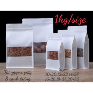 Túi zip 8 cạnh GIẤY TRẮNG có cửa sổ tràn - CHỐNG THẤM NƯỚC