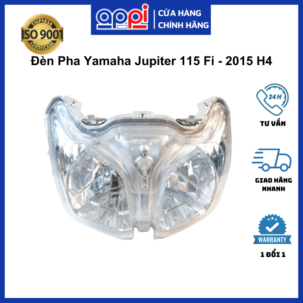 Pha đèn Jupiter H4 | Choá đèn Jupiter 115 Fi trắng không kèm chân bóng chính hãng APPi 1PB