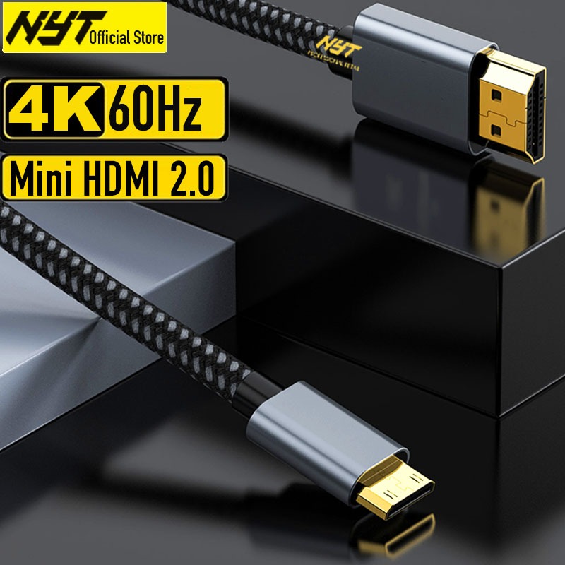 Cáp Mini HDMI Sang HDMI 2.0 NYT Nam Sang Nam Support Full 4K 60Hz Bện Dù Đầu Hợp Kim Premium