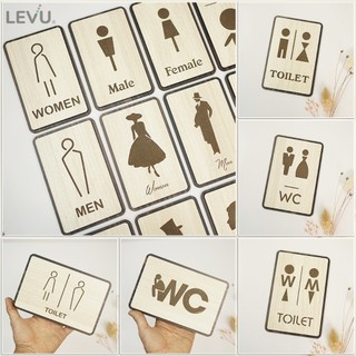  Bảng toilet gỗ decor LEVU BGK-TL bảng wc men women có keo dán cửa trang trí nhà vệ sinh nam nữ 