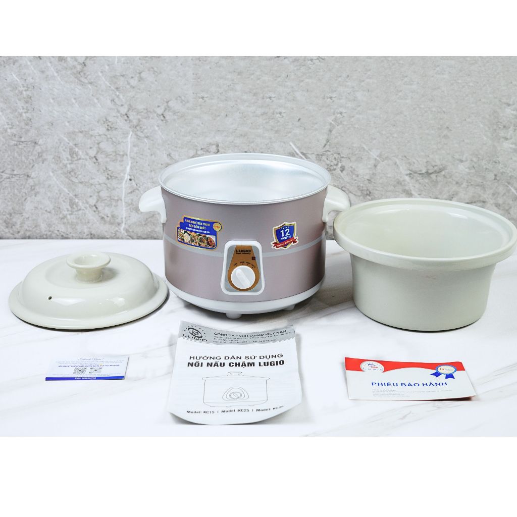 Nồi nấu chậm thương hiệu LUGIO Model LG-KC15 (1.5L)/LG-KC25 (2.5L)/LG-KC35 (3.5L)