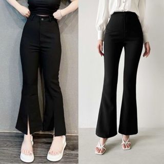 Quần Dài Bigsize Nữ Ống Loe Và Xẻ Tà Vải Umi Mát Mềm Co Giãn Thoải Mái Cạp Cao Thời Trang Công Sở Năng Động Q518 Q519