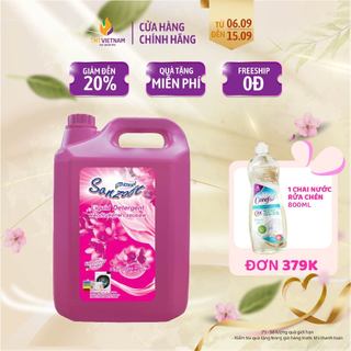 Nước giặt xả quần áo Sanzoft chính hãng hương hoa hồng thơm lâu can 5L