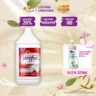 Nước giặt dưõng vải Carefor Hưong Hoa hồng đỏ Mùi thơm Quyến rũ 3,5 lít
