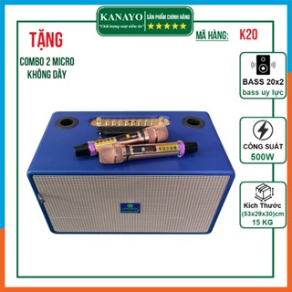 Loa Kéo Karaoke Xách Tay Kanayo Bass 20x2 Công Suất 460 Tặng Kèm 2 Mic Hát Karaoke Chống Hú Cao Cấp