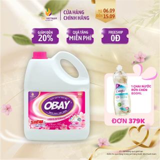 Nước giặt xả kết hợp Obay chính hãng hương hoa thiên nhiên can 3,6L