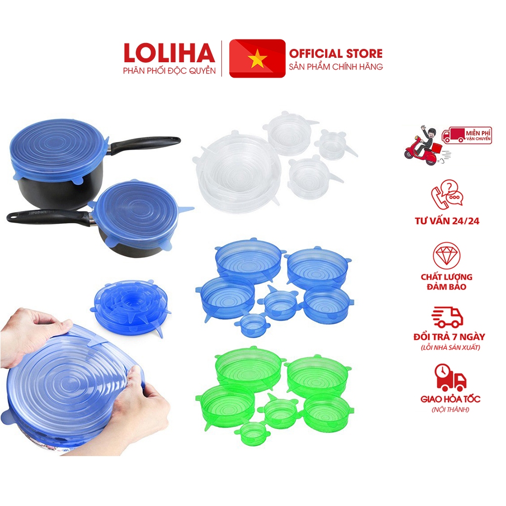 📛FREESHIP📛 Combo 5 Set 6 miếng bọc thực phẩm silicon co giãn