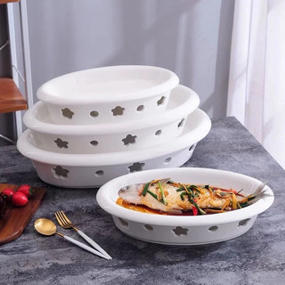  Bộ bát đĩa hâm nóng thức ăn hình bầu dục Sz 38cm-44cm tròn 24cm-21cm -19cm thố hấp cá đun cồn 