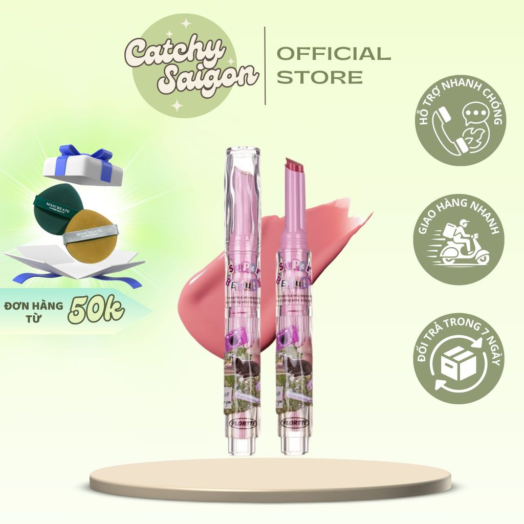 [FLORTTE] Son dưỡng có màu FLORTTE CHU đầu bấm