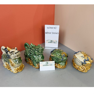  Tượng Thiềm Thừ Tỳ hưu - Ông Cóc Nghê để ban Thần tài Gốm sứ Bát Tràng Men rạn 