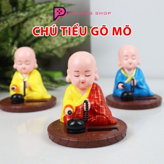 Tượng Phật Chú Tiểu Gõ Mõ Tụng Kinh Dùng Năng Lượng Mặt Trời - Để Taplo Xe Hơi, Bàn Làm Việc, Cửa Hàng