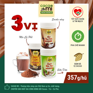 Bột cacao thuần chay CacaoMi pha sẵn ngọt dịu đậm ca cao nguyên chất mix vị cà phê, sữa dừa, socola