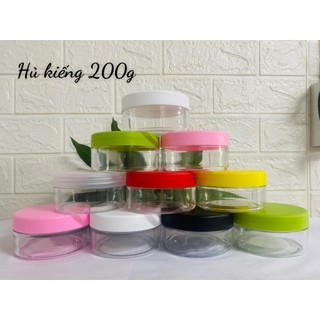 combo 50 hủ kiếng 200g : có màu xanh lá . hồng . đen. vàng . đỏ .trắng .trong