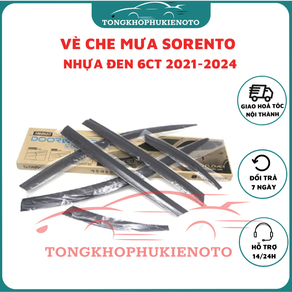 Vè che mưa nhựa đen kia Sorento - vè mưa kia Sorento 2021- 2022- 2023-2024  - Nhựa đen 6 chi tiết