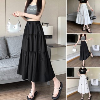 Chân Váy Dài Nữ Xòe Đính Nơ Lưng Thun Siêu Xinh Phong Cách Nhẹ Nhàng