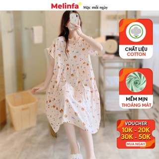 Váy đầm ngủ ngắn tay chất vải Cotton lanh lụa mặc nhà thoáng mát mềm mại, đầm lanh, áo ngủ mặc nhà bigsize mã VAV0266