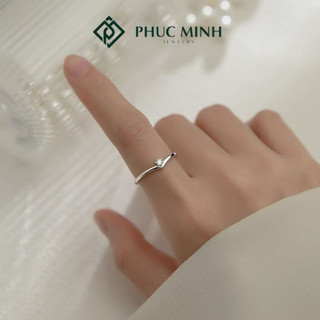 Nhẫn bạc nữ PMJ freesize đính đá giữa lấp lánh PMJ0128-1 Phuc Minh Jewelry
