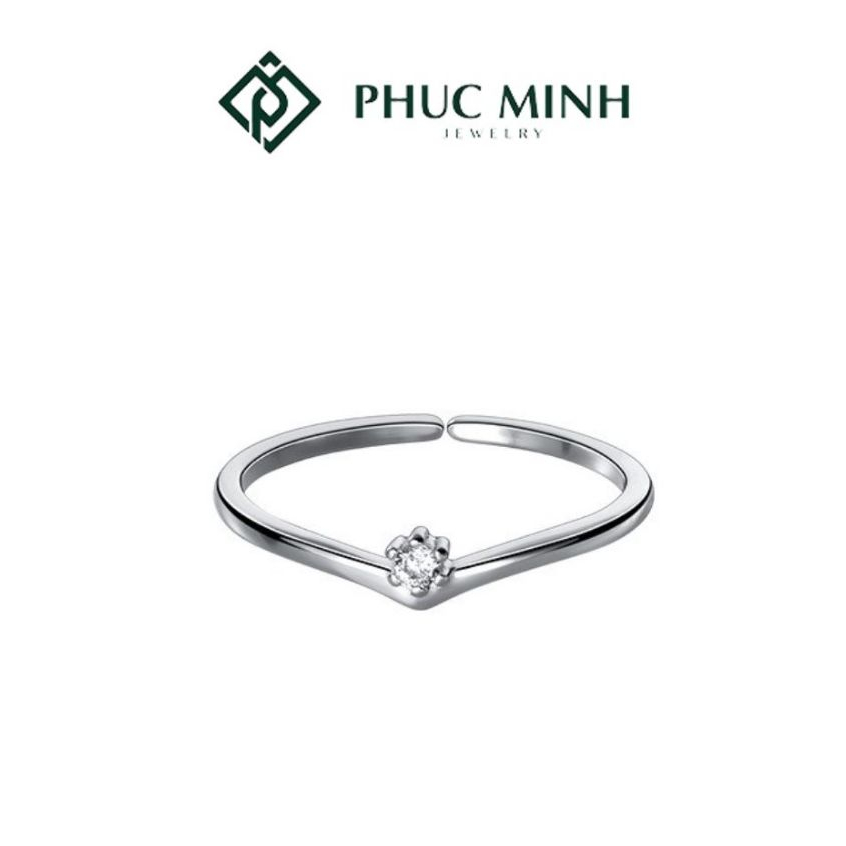 Nhẫn bạc nữ PMJ freesize đính đá giữa lấp lánh PMJ0128-1 Phuc Minh Jewelry