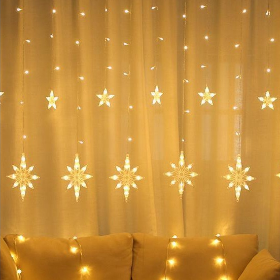 Bộ Đèn Led LE18 Rèm 6 Hình Sao Bắc Đẩu - 6 Ngôi Sao Màu Vàng