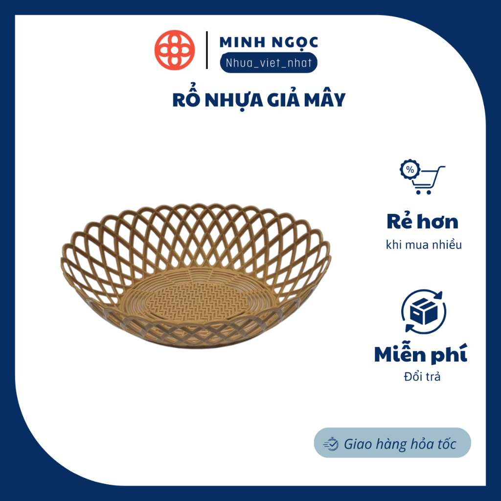 COMBO 2-5 Rổ nhựa giả mây, rổ đựng rau sống hình bầu dục Việt Nhật