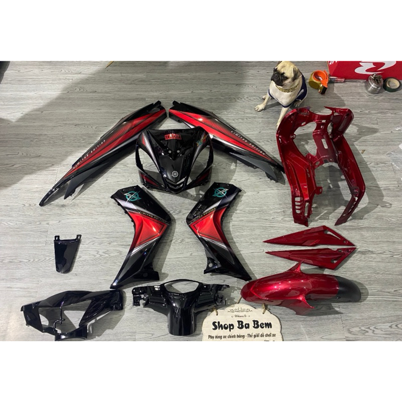 Dàn áo exciter 2006-2010 đỏ đen tặng bộ tem 3 lớp dán sẵn như hình