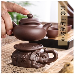 Đôn voi mini cõng ấm trà, chén, chậu bonsai (Dụng cụ kê nắp ấm, kê ấm tử sa hình Trâu, Thiềm Thừ)