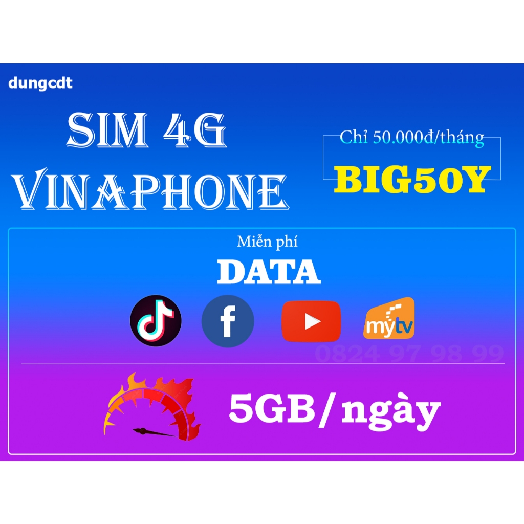 SIM Vinaphone kèm gói BIG50Y 14 tháng trả trước (Có Esim)