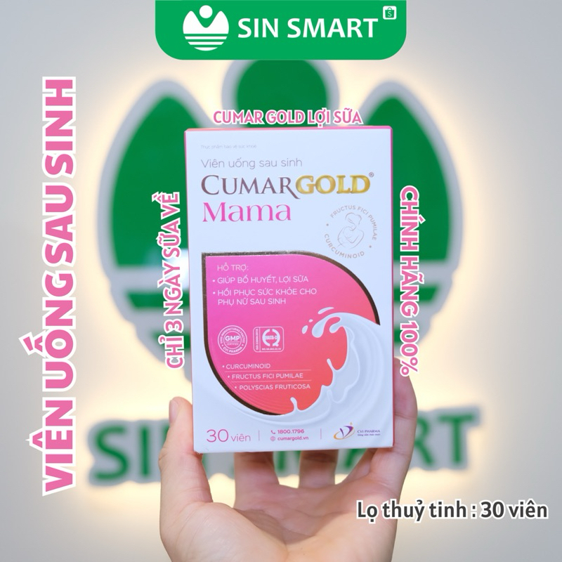 Viên Uống Lợi Sữa CumarGold Mama gọi sữa Về 24h, Bổ Huyết, Phục Hồi Sức Khoẻ Sau Sinh Sin Smart
