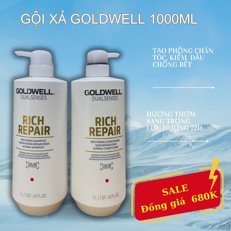 Dầu Gội Xả GOLDWELL Dưỡng Ẩm Phục Hồi GOLDWELL 1000ml
