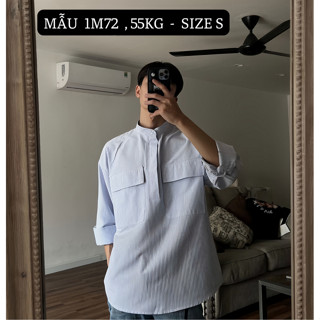 Áo sơ mi cổ trụ Gade Made form dáng oversize phù hợp cho cả nam và nữ