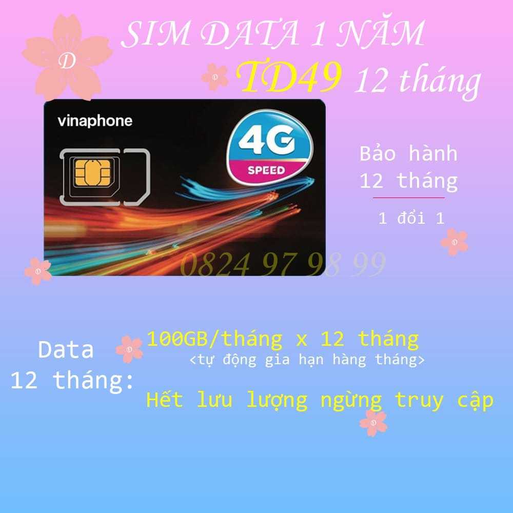 SIM Vinaphone kèm gói TD49 100GB/tháng trả trước (Có Esim)