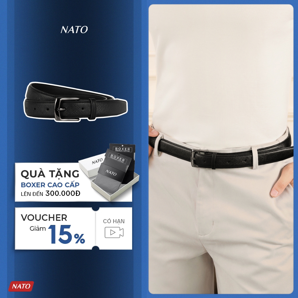 Thắt Lưng Nam FRANKIE Bản Nhỏ 3.0cm Khóa Lỗ Kim Da Bò Thật Cao Cấp Bền Đẹp Công Sở Đi Làm Đi Học Đen Trơn Đơn Giản NATO