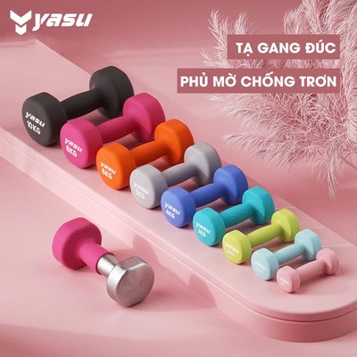 Tạ Tay gang đặc bọc cao su 1KG,2KG,3KG,5KG,8KG Yasu tập gym (1 chiếc )